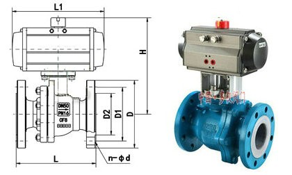 氣動襯氟球閥結(jié)構(gòu)圖